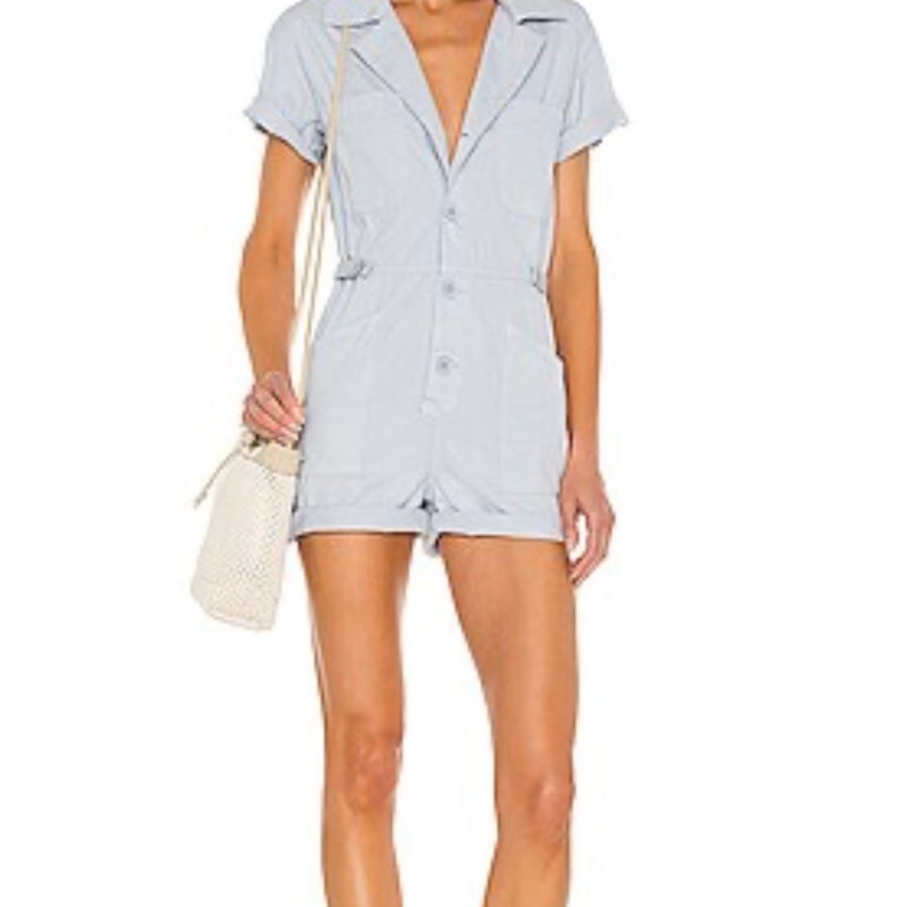 Pistola Light Blue Button-Up Romper